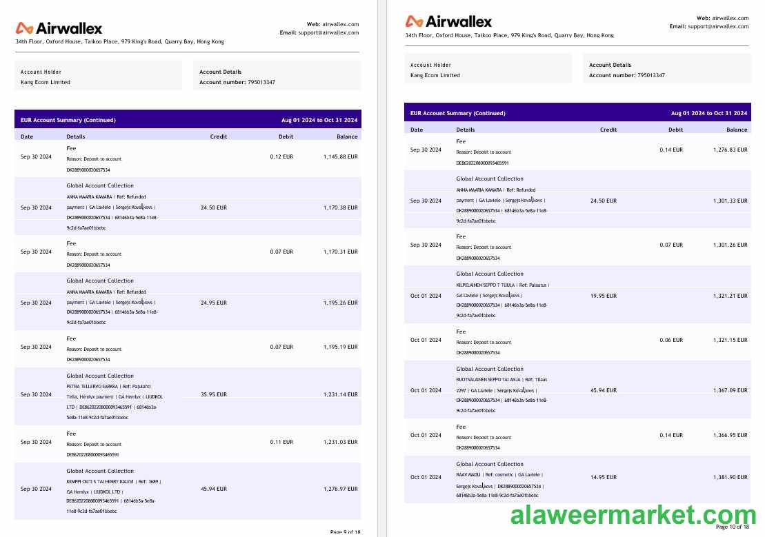 Hong Kong Airwallex Limited account statement, 18 pages 5